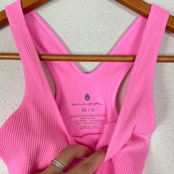 ❌SOLD❌ Spiritual Gangster Amor Crop Tank in Hibiscus - Picture 8 of 9